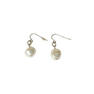 Vintage Faux Pearls Dangle Drop Earrings Sterling Silver Plated Hook